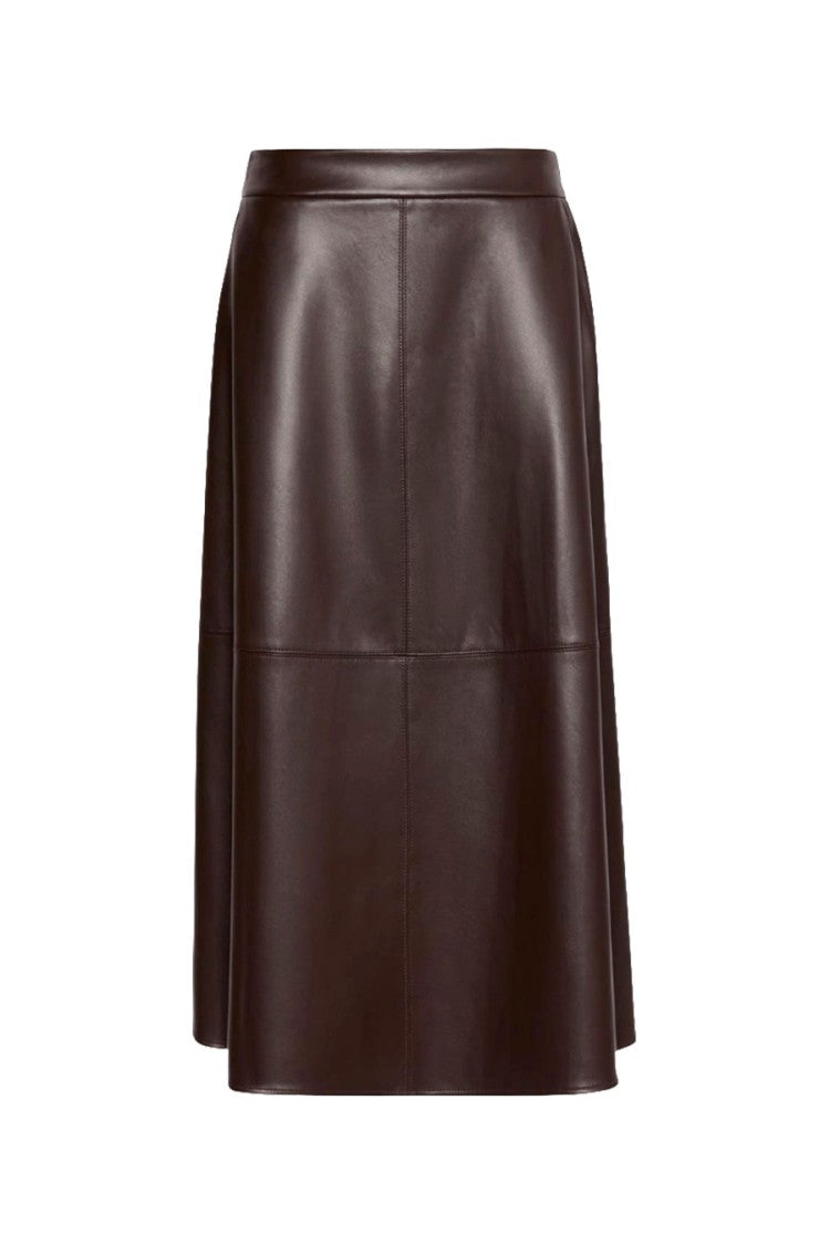 Max Mara Dark Brown Smmnordica Leather-Look Midi Skirt