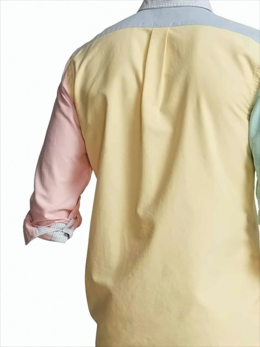 Polo Ralph Lauren Pastel Patchwork Long Sleeve Shirt With Contrasting Chest Pocket