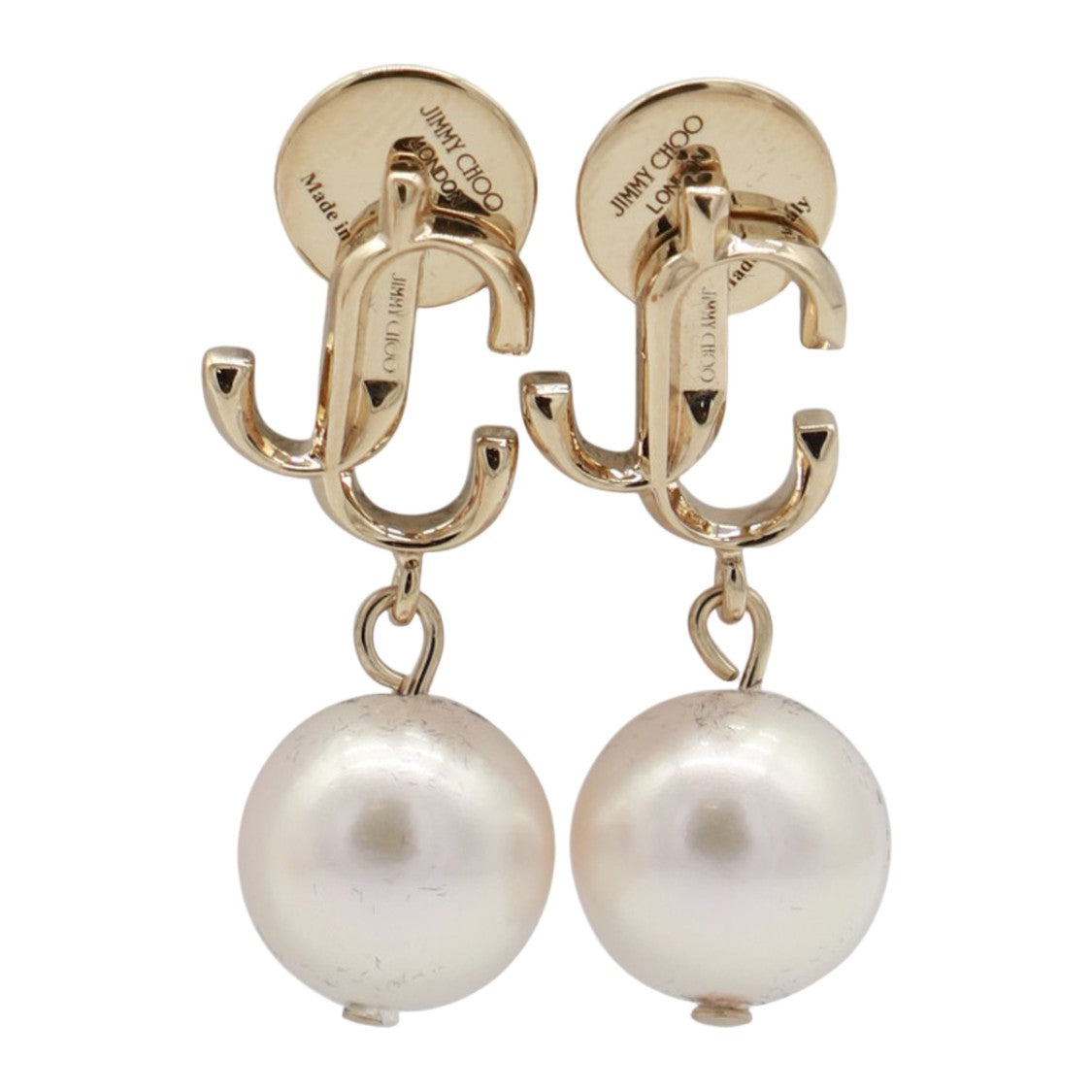 Jimmy Choo Polished Gold-Tone Metal Interlocking 'Jc' Motif Earrings