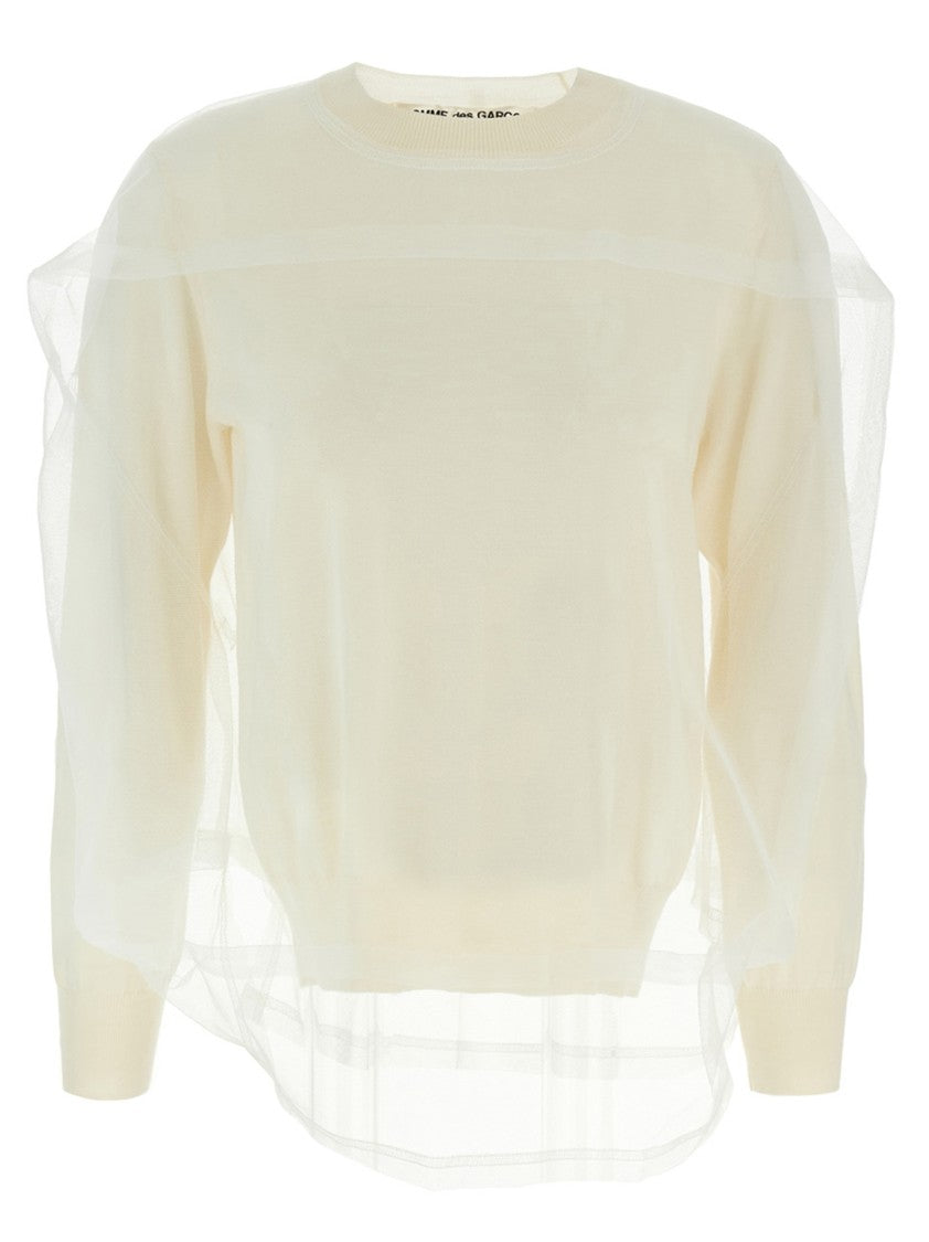 Comme Des Garçons Wool Sweater With Multilayer Tulle Detail