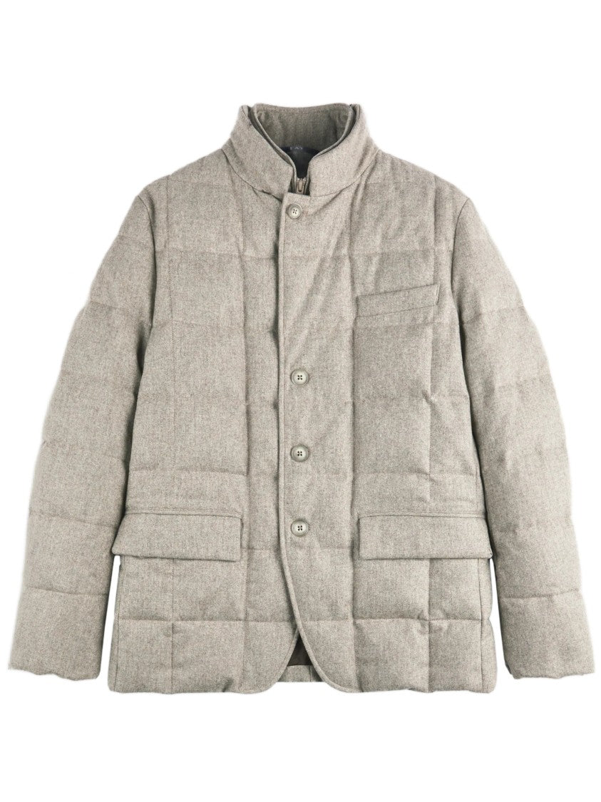 Fay Textured Quilted Jacket With High Collar And Button Closure