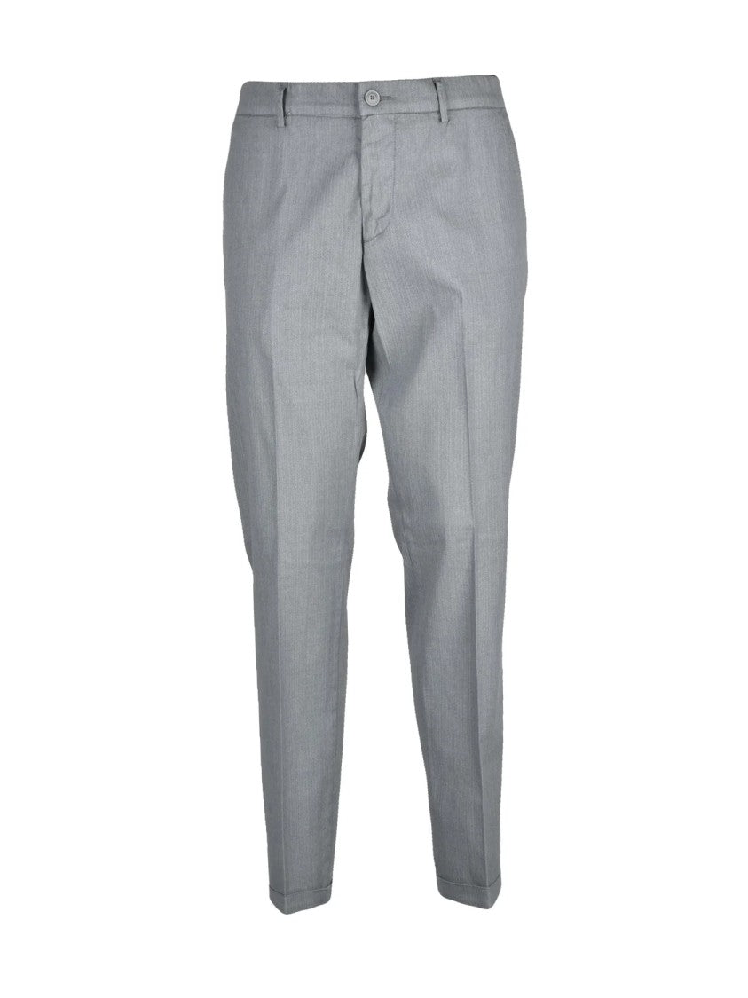 Luca Bertelli Slim Fit Sage Green Trousers With Tapered Silhouette And Minimalist Design