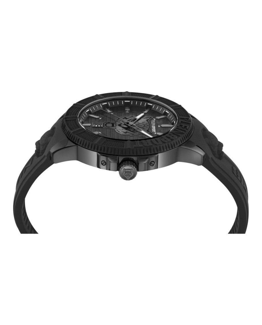 Plein Sport Sporty Black Silicone Watch With Date Function