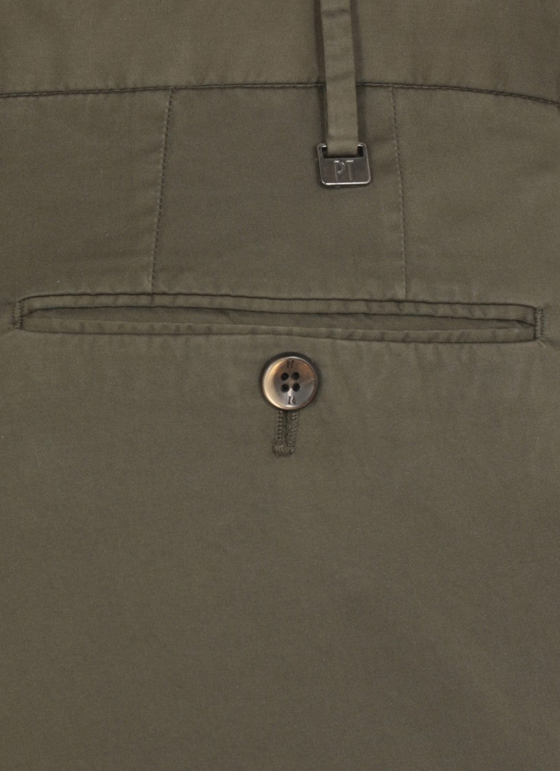 Pt Torino Green Cotton Trousers