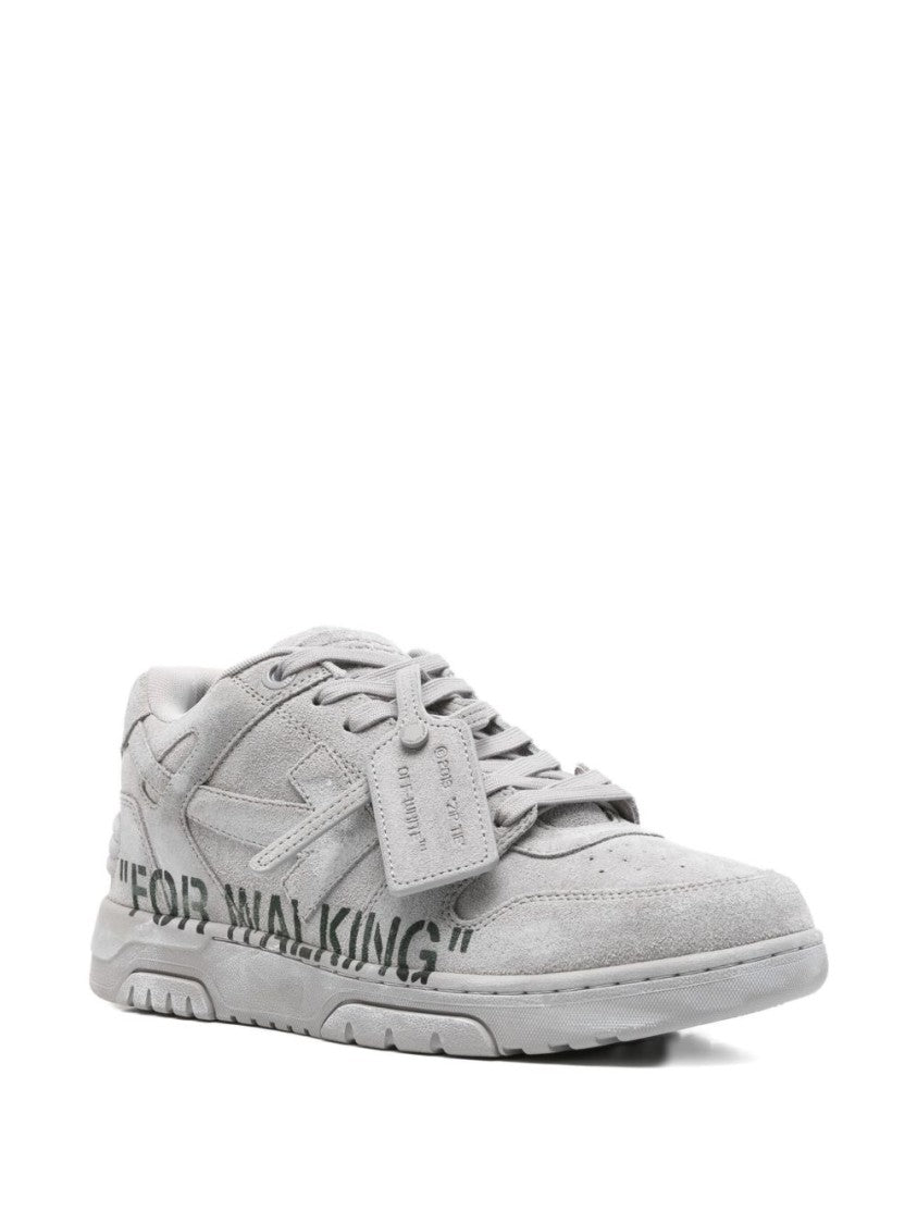 Off-White Chunky Sole Sneakers With Mixed Material Design