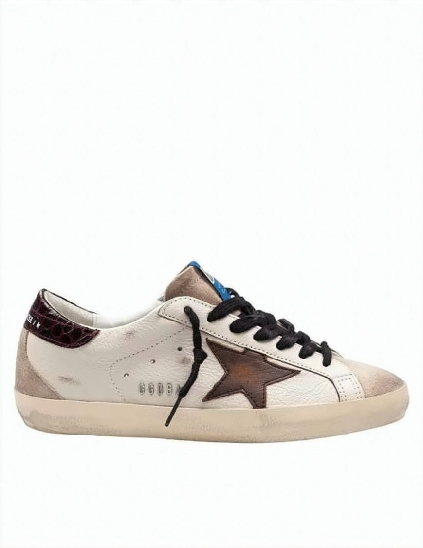 Golden Goose Distressed Low-Top Sneakers With Beige Suede Accents