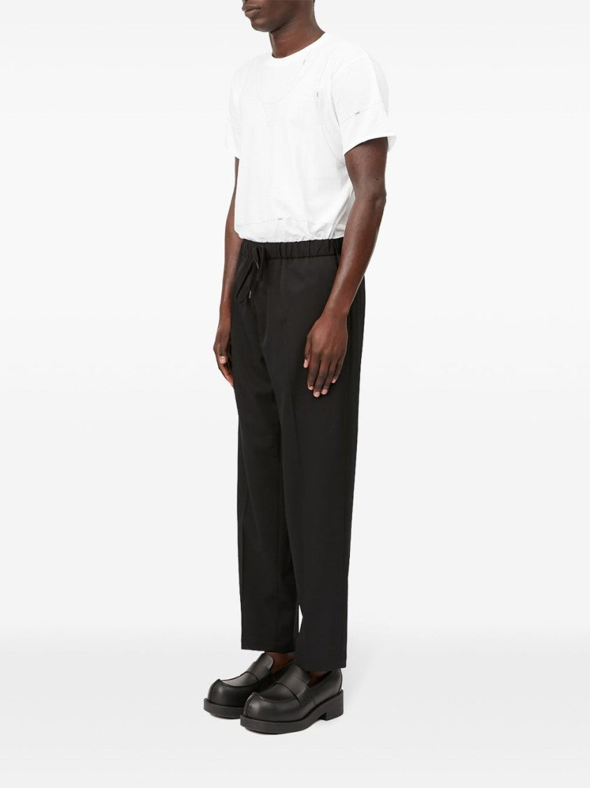 Mm6 By Maison Margiela Mid-Rise Black Trousers With Pleat Detailing And Tailored Cut