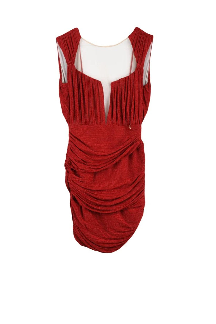 Elisabetta Franchi Lamé Mini Dress - Red