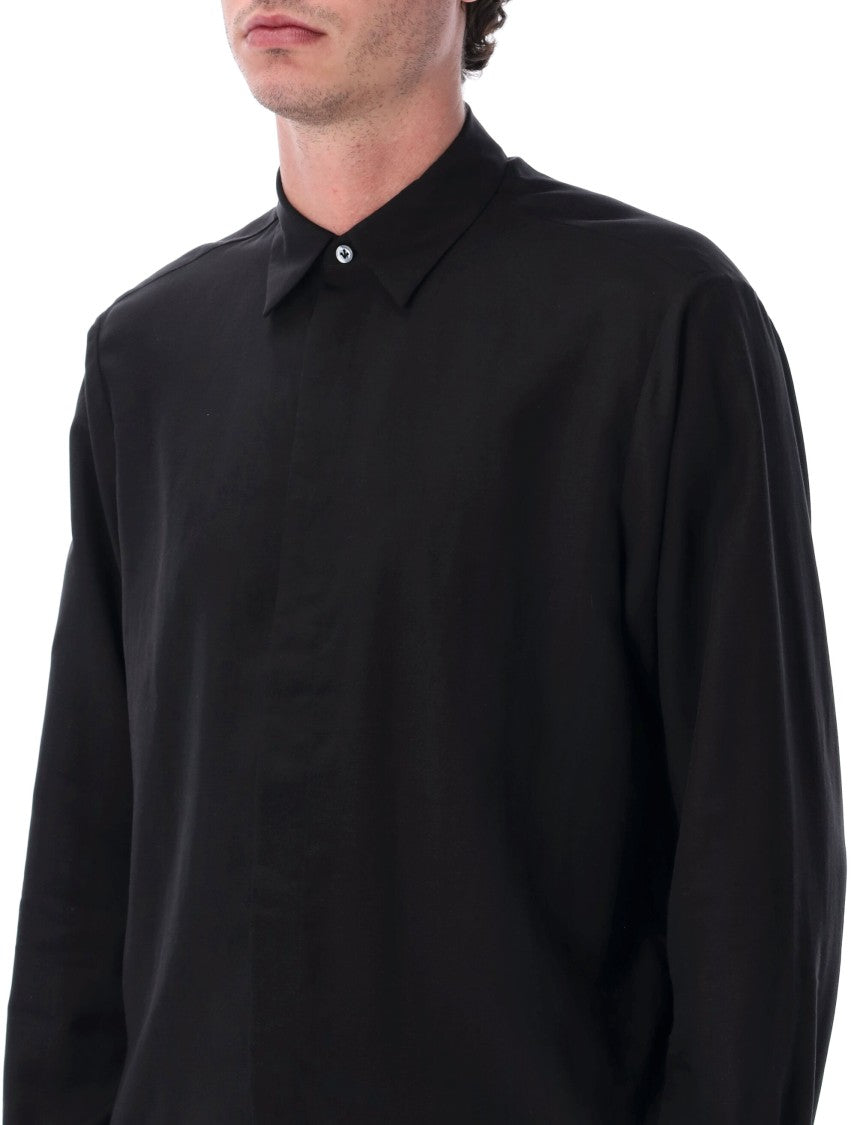 Lardini Oversized Lyocell Lino Hidden Button Shirt