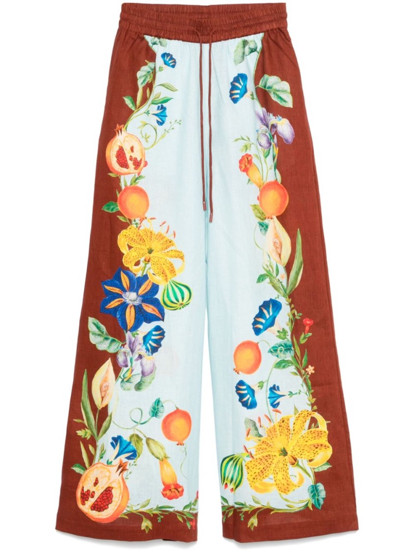 Alemais Rich Chocolate Brown Dahlia Linen Trousers