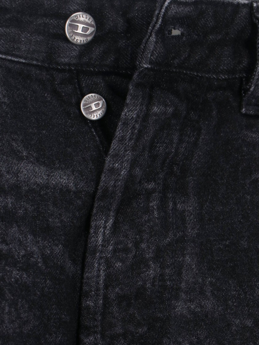 Diesel Wide-Leg Distressed Jeans With Multicolor Logo Accents