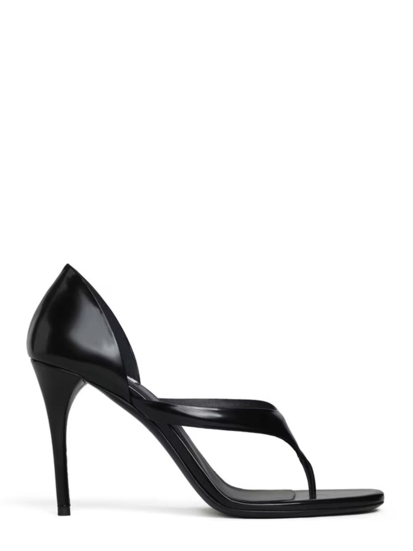 Alaïa Black Minimalist Pointed Thong Sandals
