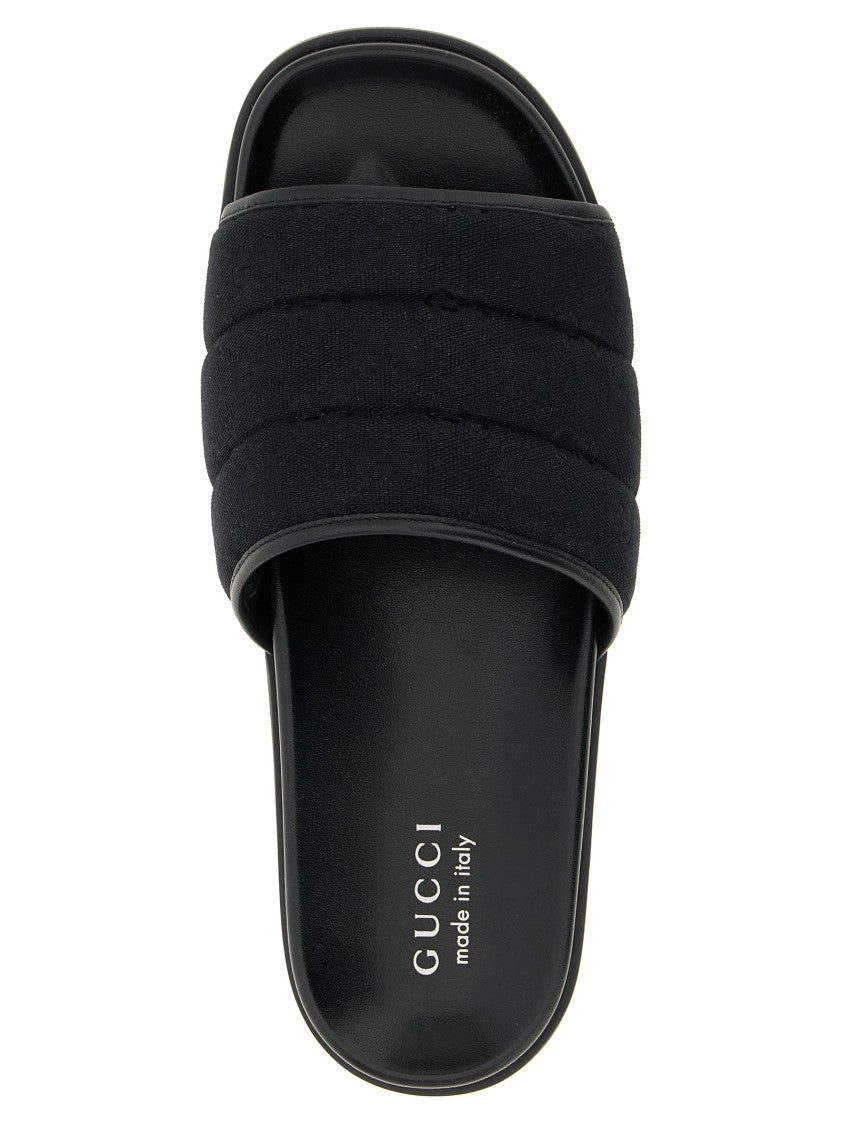 Gucci Padded Gg Fabric Slides With Minimalist Design