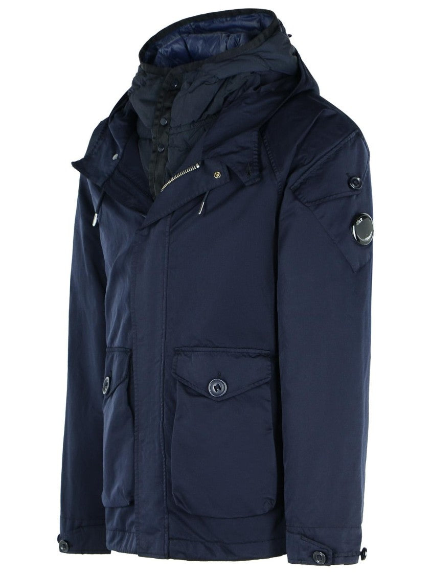 C.P. Company Navy Polyester Blend Hooded Jacket