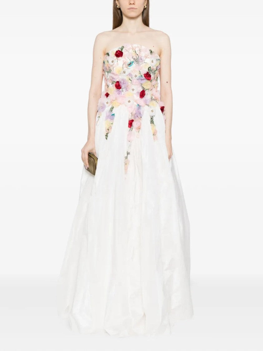 Saiid Kobeisy Embellished 3D Flowers Taffeta Gown