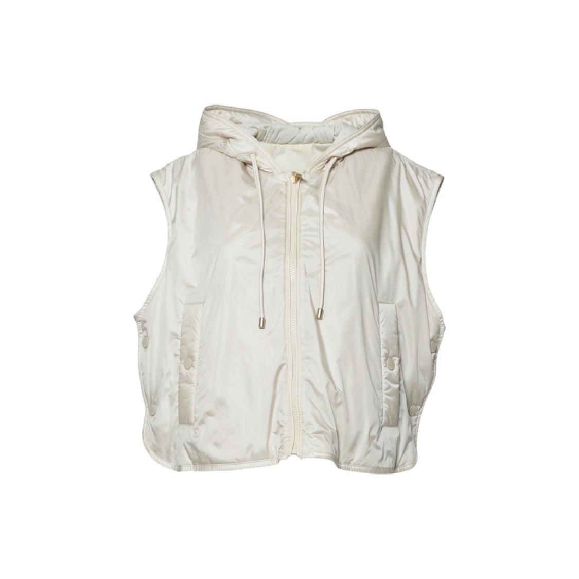 Max Mara Cropped Sleeveless Jacket With Hood And Zip Closure