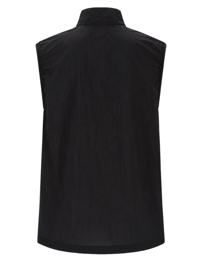 Satisfy Black Sleeveless High-Collar Zippered Nylon Jacket