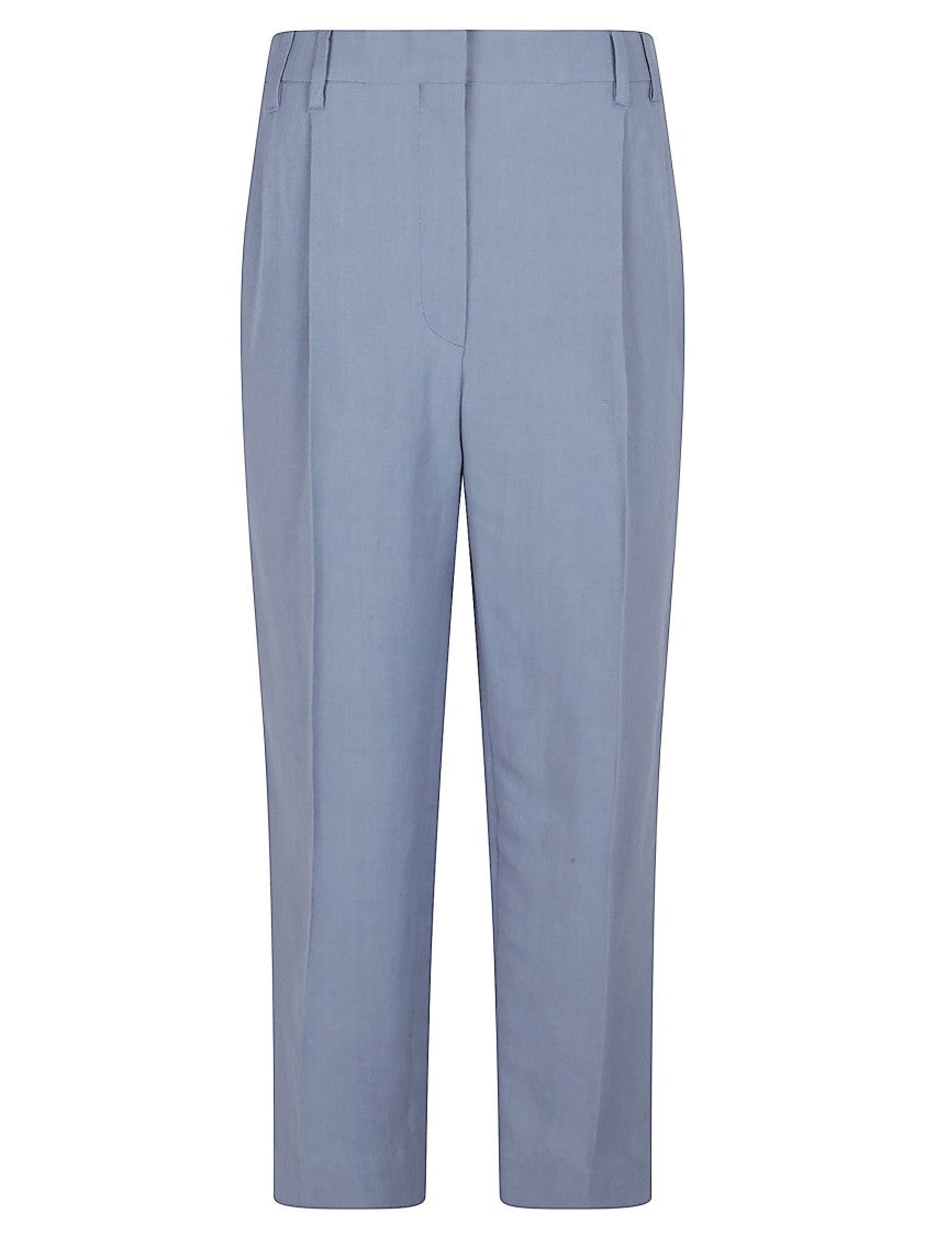 Brunello Cucinelli Tailored Blue Trousers With Straight-Leg Silhouette