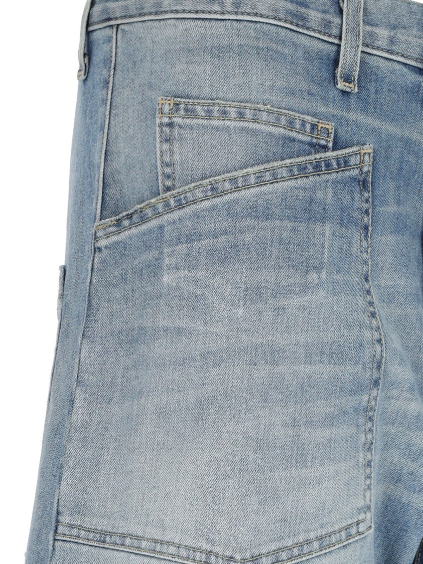 Nili Lotan Blue Shon Cotton Denim Curved-Leg Jeans