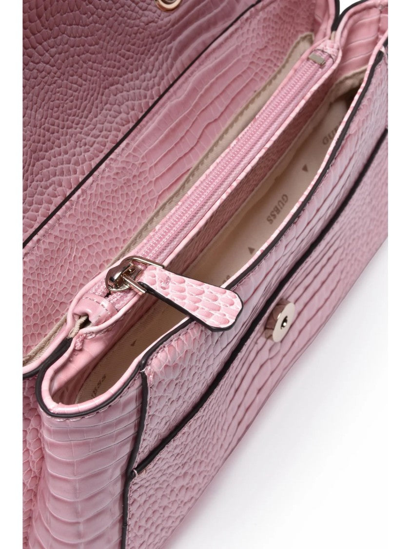 Guess Pink Polyurethane Crocodile Shoulder Bag