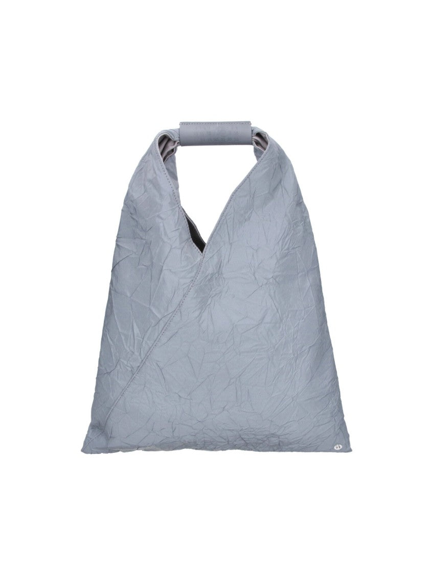 Mm6 By Maison Margiela Blue Medium Japanese Crinkled Faux Leather Bag