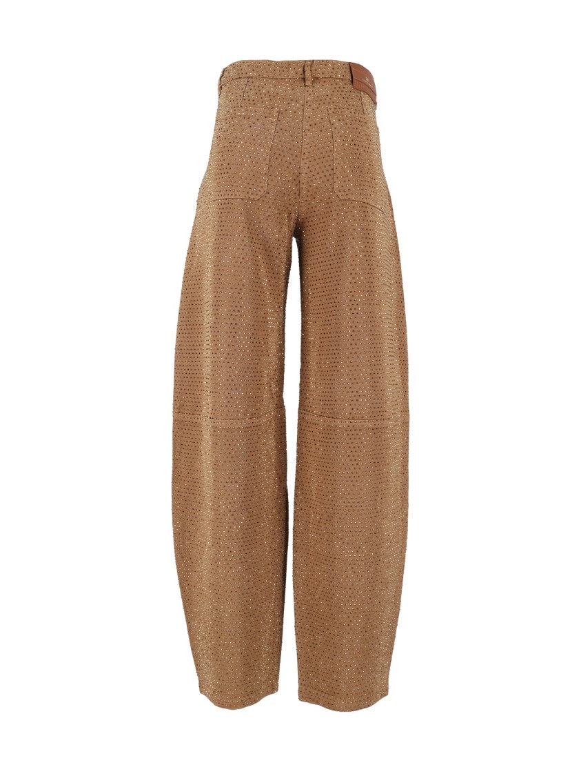 Elisabetta Franchi Cropped Lyocell Wide-Leg Pants