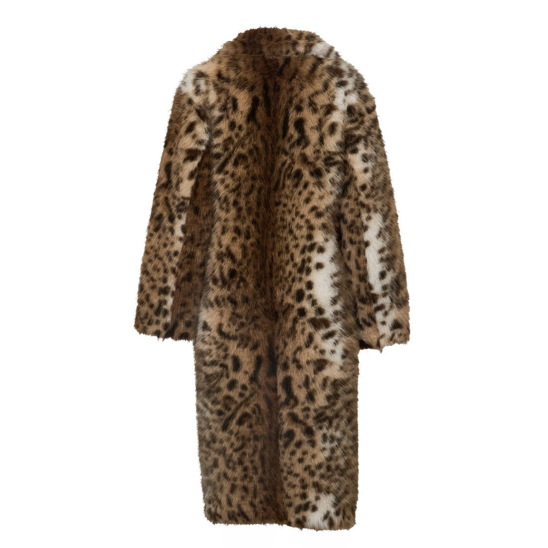 Sword Leopard Print Oversized Faux Fur Coat