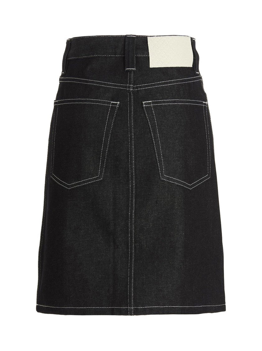 Sunnei Denim Skirt With Contrast Stitching