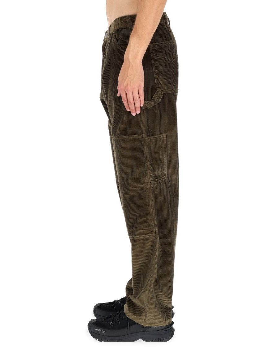 Moncler Relaxed Fit Ribbed Corduroy Pants With Multiple Pockets