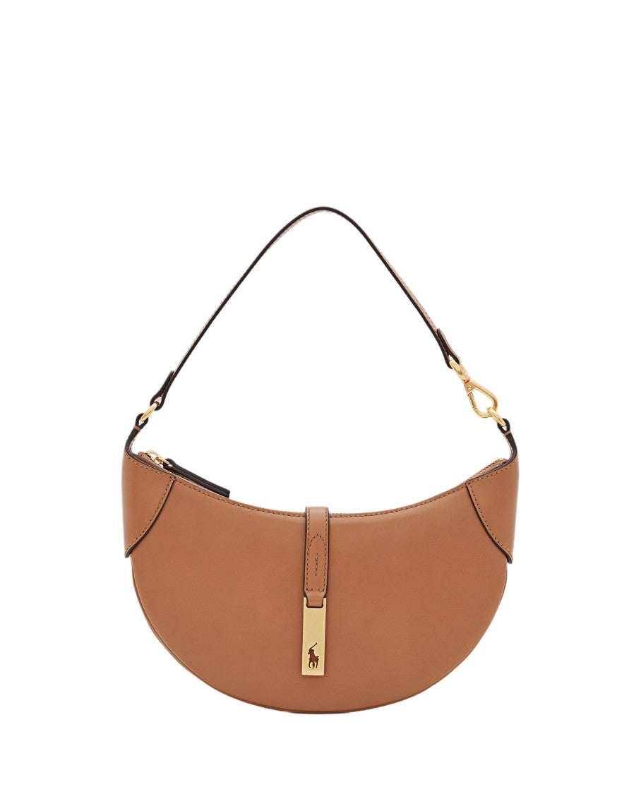 Polo Ralph Lauren Crescent Mini Leather Shoulder Bag With Gold-Tone Accents