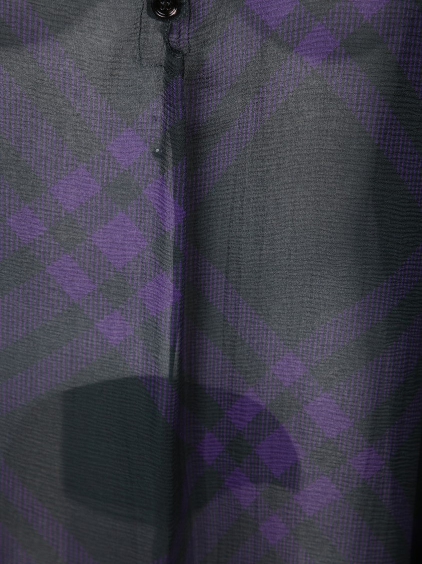 Burberry High-Neck Sheer Blouse With Buckle Detail