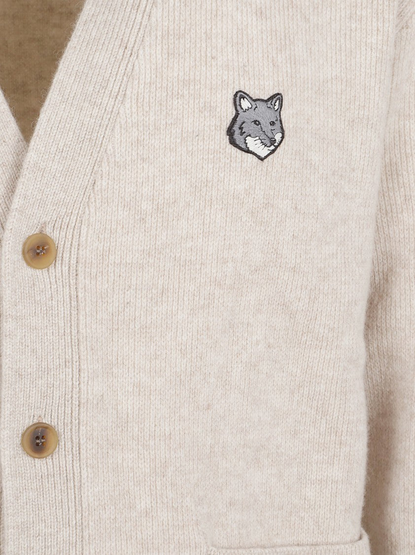Maison Kitsuné Milano Lambswool Cardigan With Embroidered Fox Head