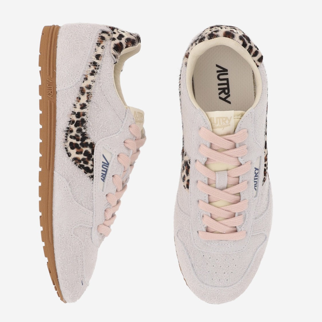 Autry Windspin Suede Sneakers With Animal Print Inserts