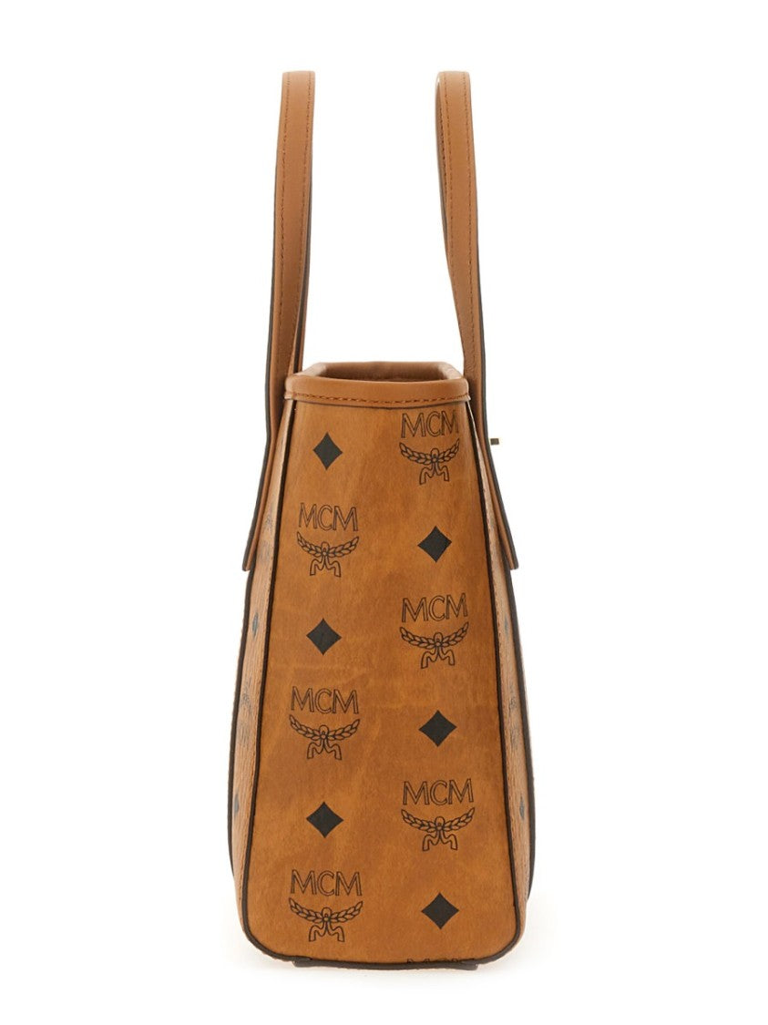 Mcm Structured Brown Tote Bag With Versatile Carry Options