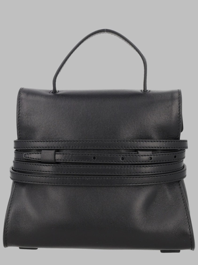 Moschino Black Belt Detail Structured Polyester Handbag