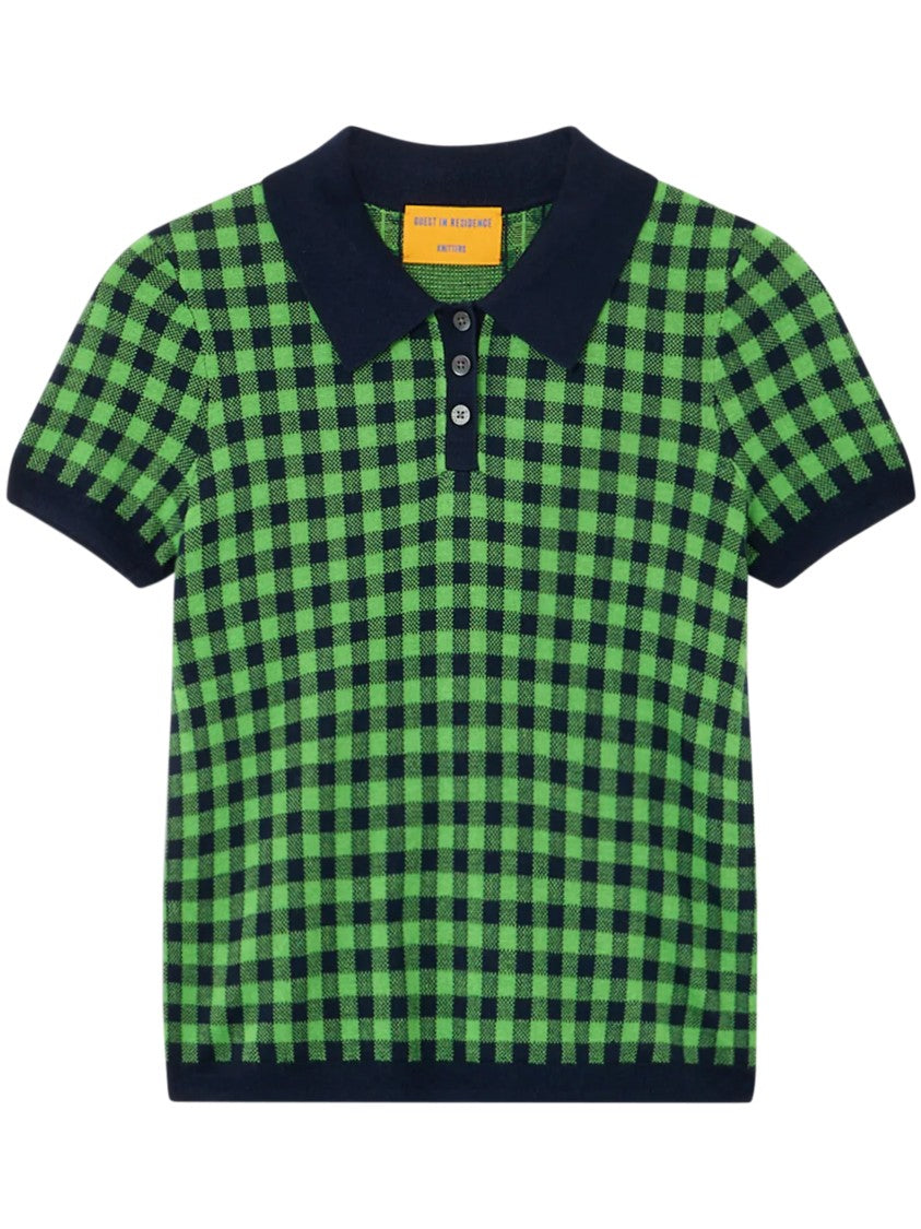 Guest In Residence Gingham Check Shrunken Polo With Contrast Trims