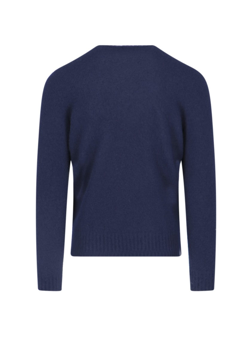 Drumohr Basic Sweater In Blue Wool Navy Tone