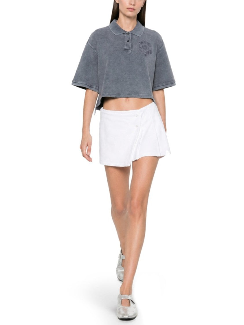 Alexander Wang Oversized Layered Hem Logo Polo Shirt