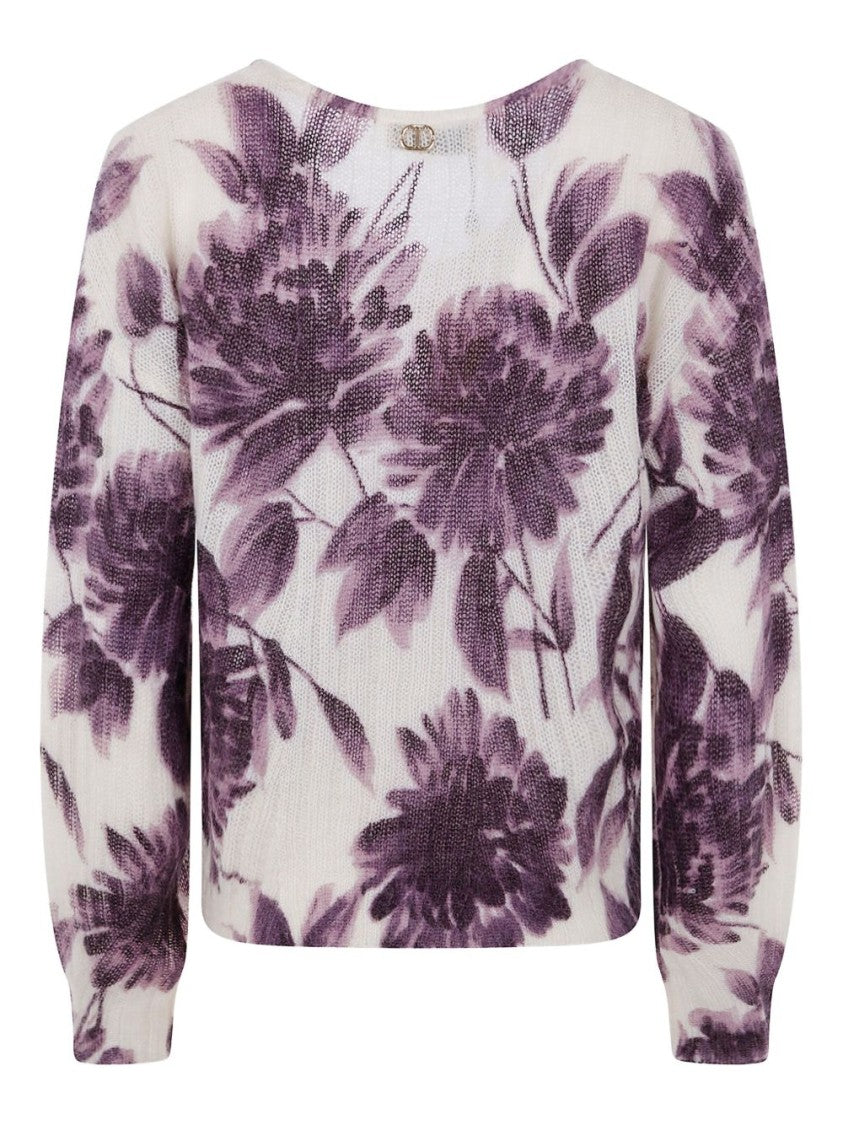 Twin-Set Relaxed Fit Floral Pattern Sweater