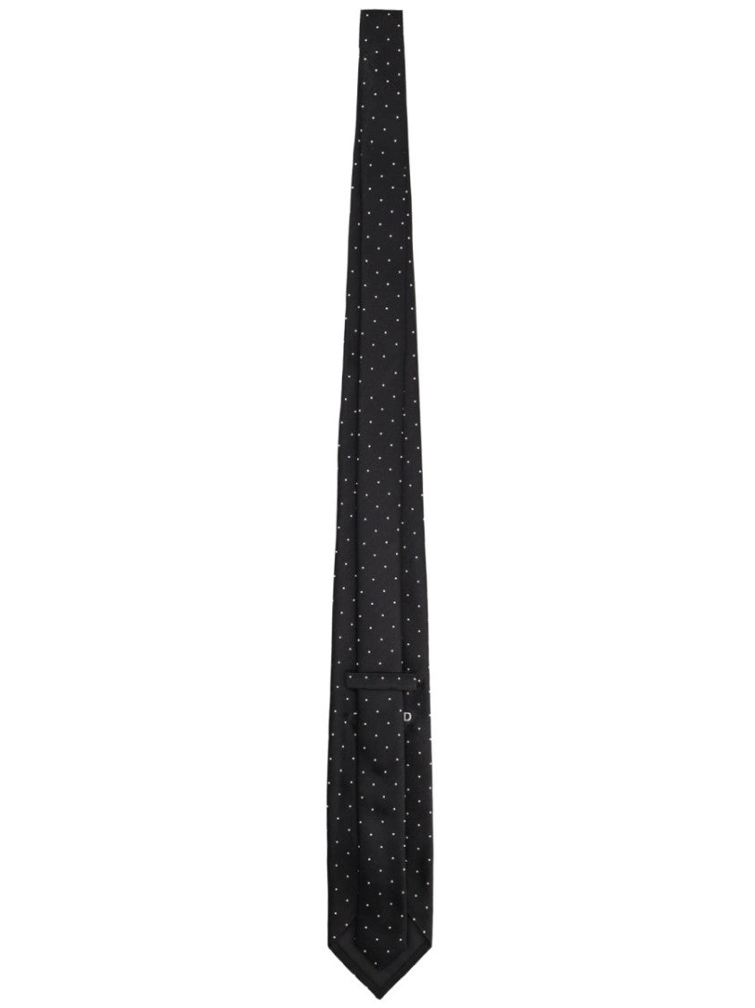 Tom Ford Black Polka Dot Contrast Print Silk Tie