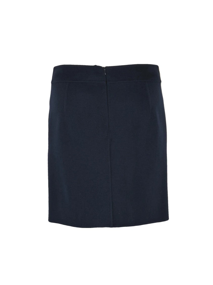 Max Mara Aida Mini Skirt In Smooth Virgin Wool With Zip Closure