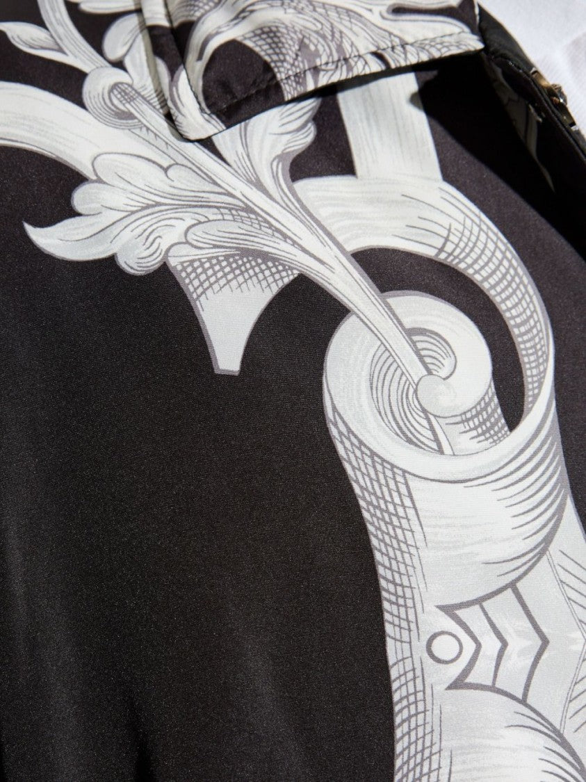 Versace Baroque-Patterned Black Jacket With Adjustable Fit