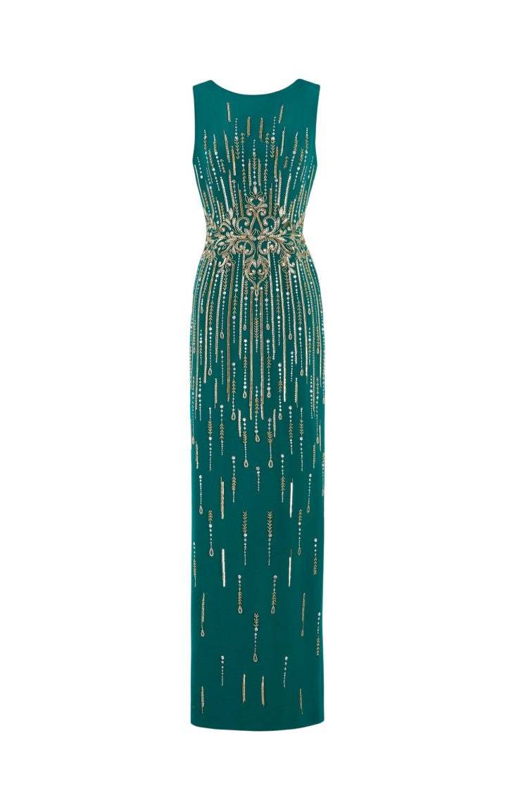 Saiid Kobeisy Long Crepe Beaded Dress