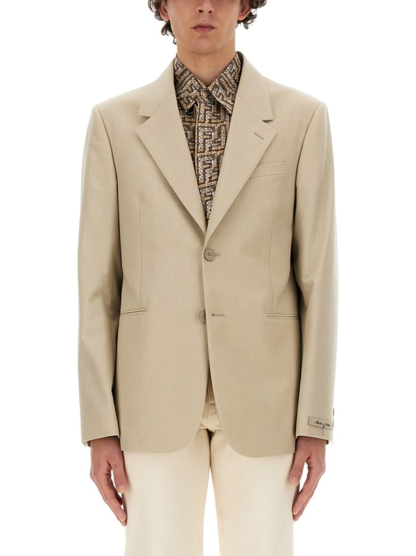 Fendi Tailored Wool Jacket With Notched Lapel