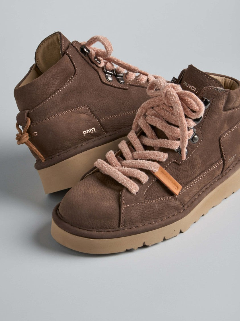 Panchic Mid-Top Sneakers In Rich Brown Nubuck Leather