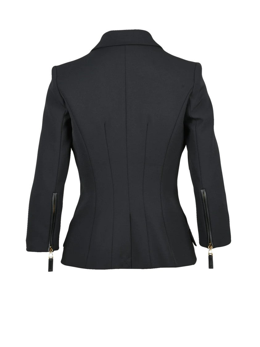 Elisabetta Franchi Black Tailored Stretch Polyester-Blend Fitted Jacket