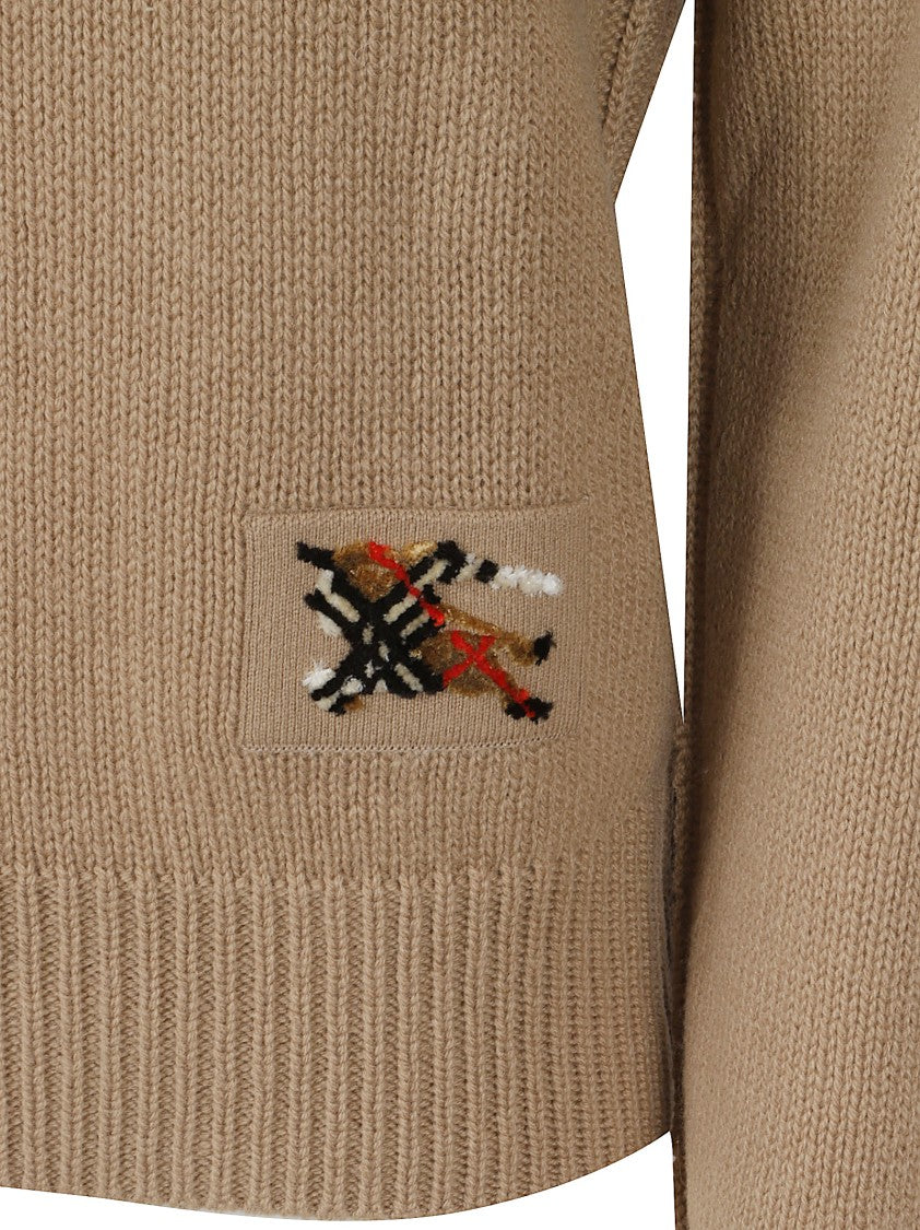 Burberry Wool Cashmere-Blend Equestrian Knight Sweater