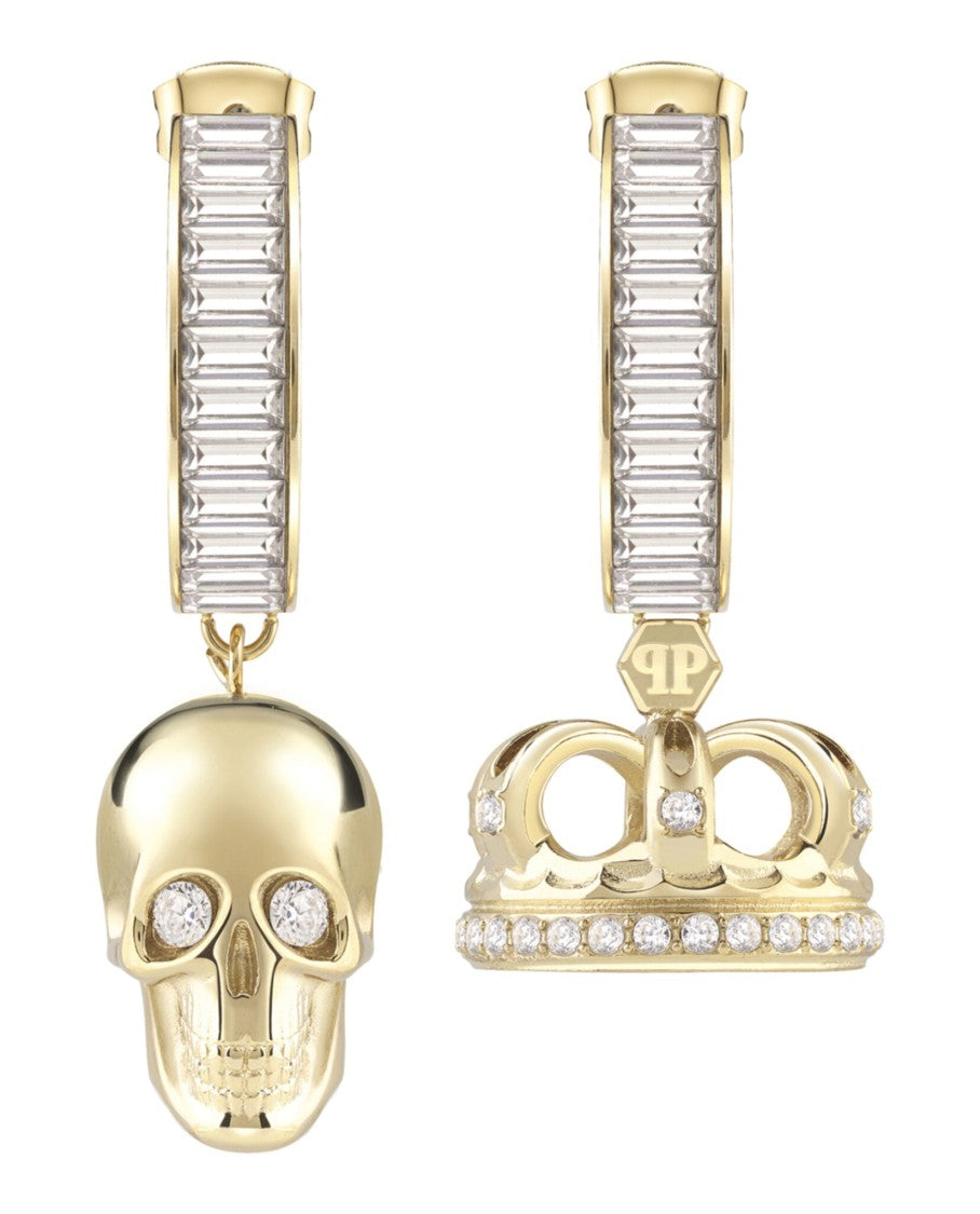 Philipp Plein Skull And Crown Earrings With 66 Preciosa Crystals