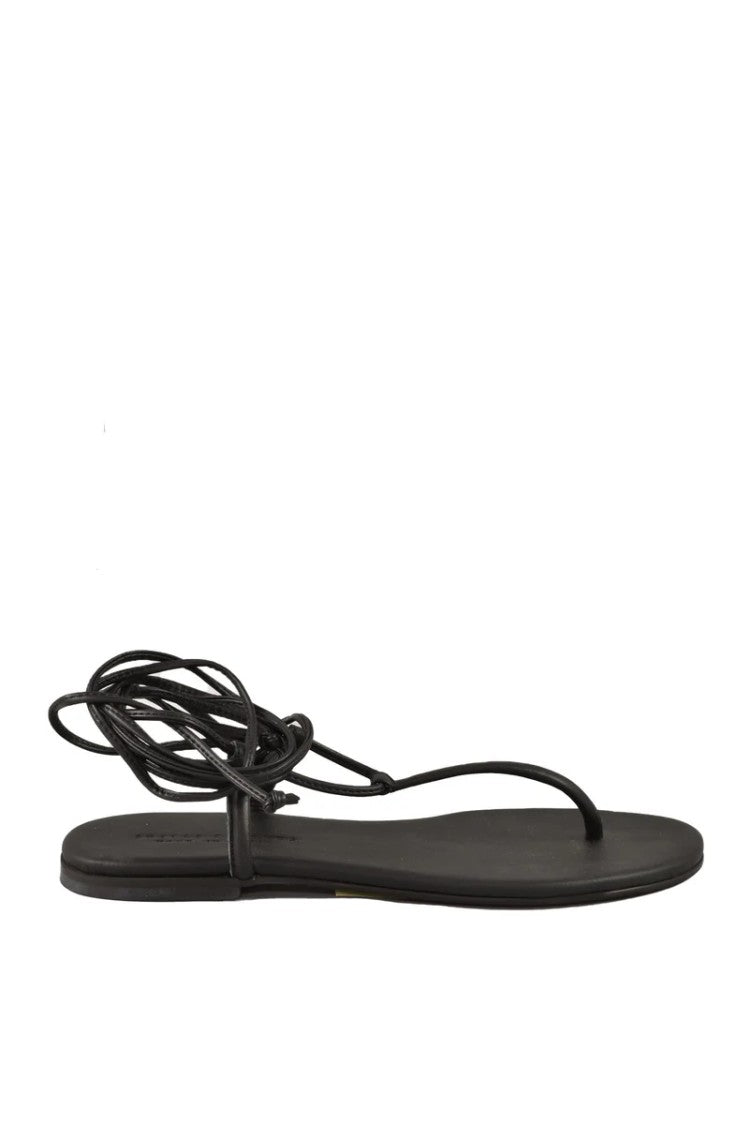 Skills & Genes Black Thong Leather Sandals