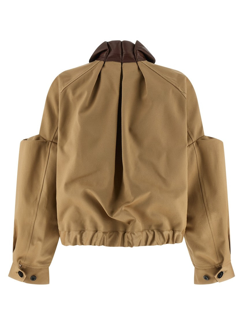 Sacai Blouson Jacket With Nappa Leather Details And Striped Cupro Lining